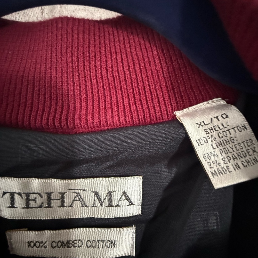 TEHAMA Men's XL Combed Cotton Golf Vest Burgundy Full Zip - Picture 2 of 6